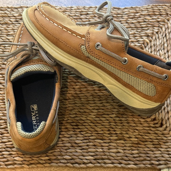 Sperry Other - Sperry Leather Tan and Navy Boat Shoes